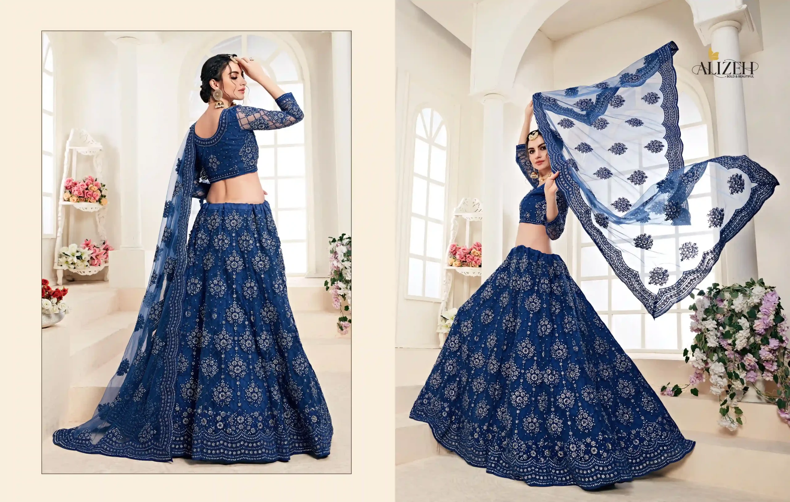 Alizeh Heritage Hit Series D.No 1004 Colors Butterfly Net Wholesale Lehenga Catalog — Wholesale Lehenga, Alizeh wholesale from Surat — Photo 4